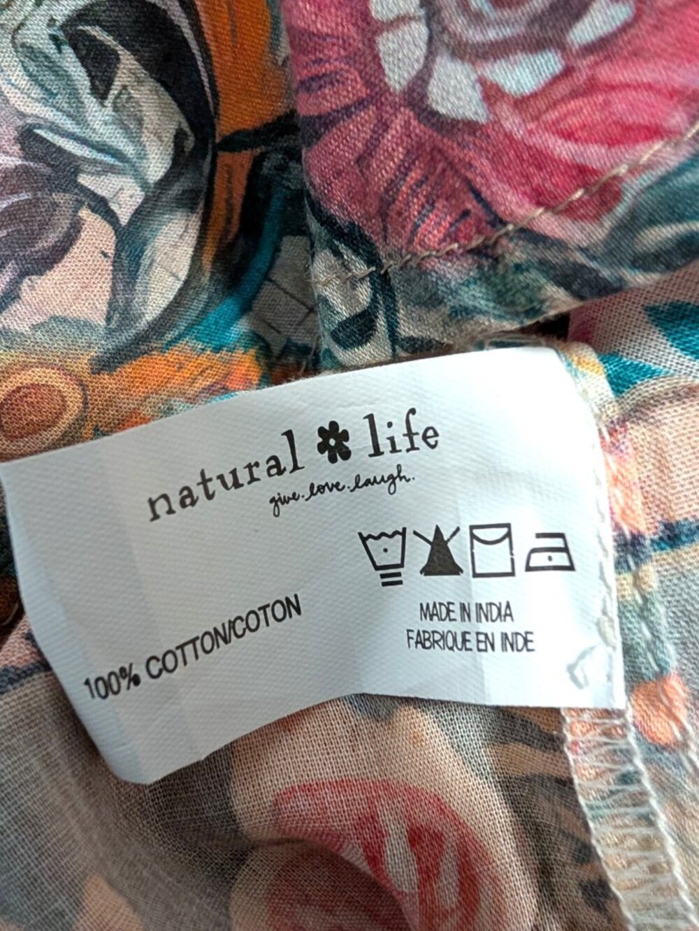 Natural Life Womens NWT Size L Barcelona Floral 100% Cotton Button Up Blouse Top - Picture 9 of 9